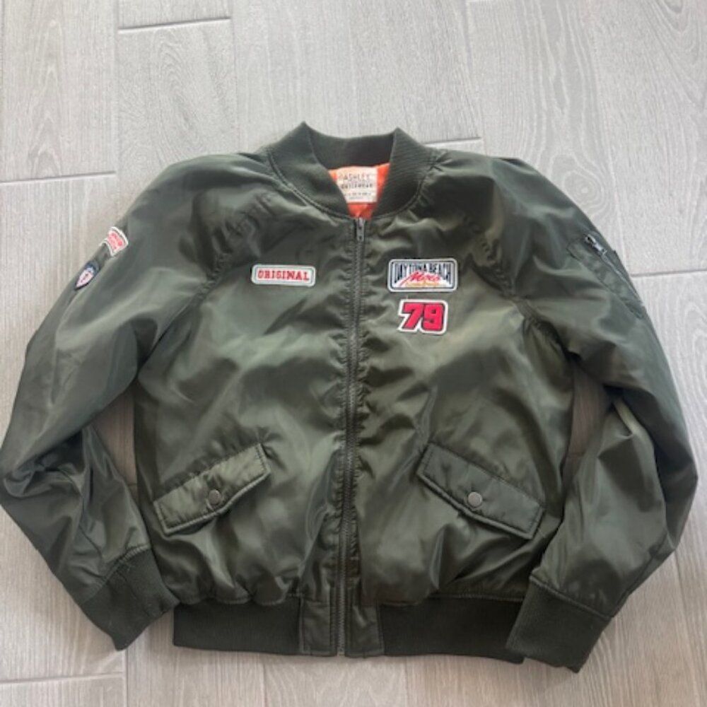 Ashley by 26 International Cropped Bomber Jacket Women Sz M Green Y2K Coat EUC